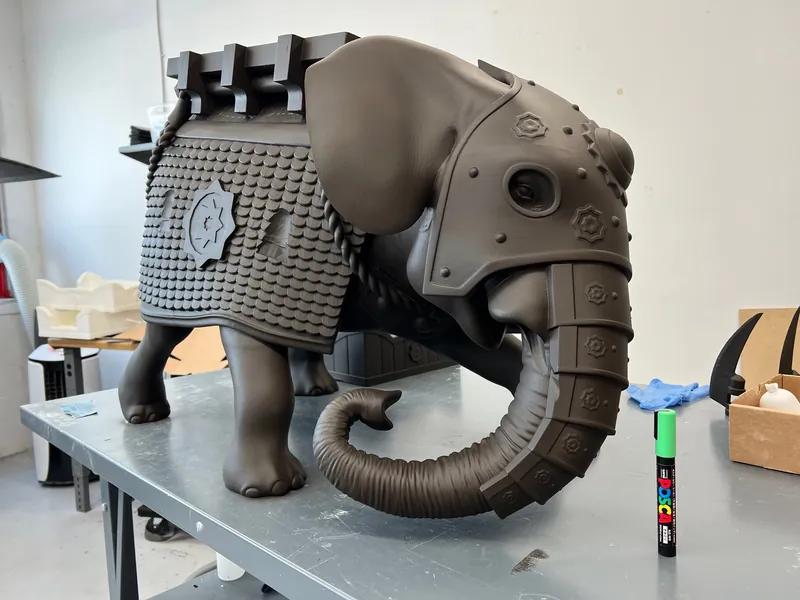 The Age of Empires IV war elephant, sculpted and primed